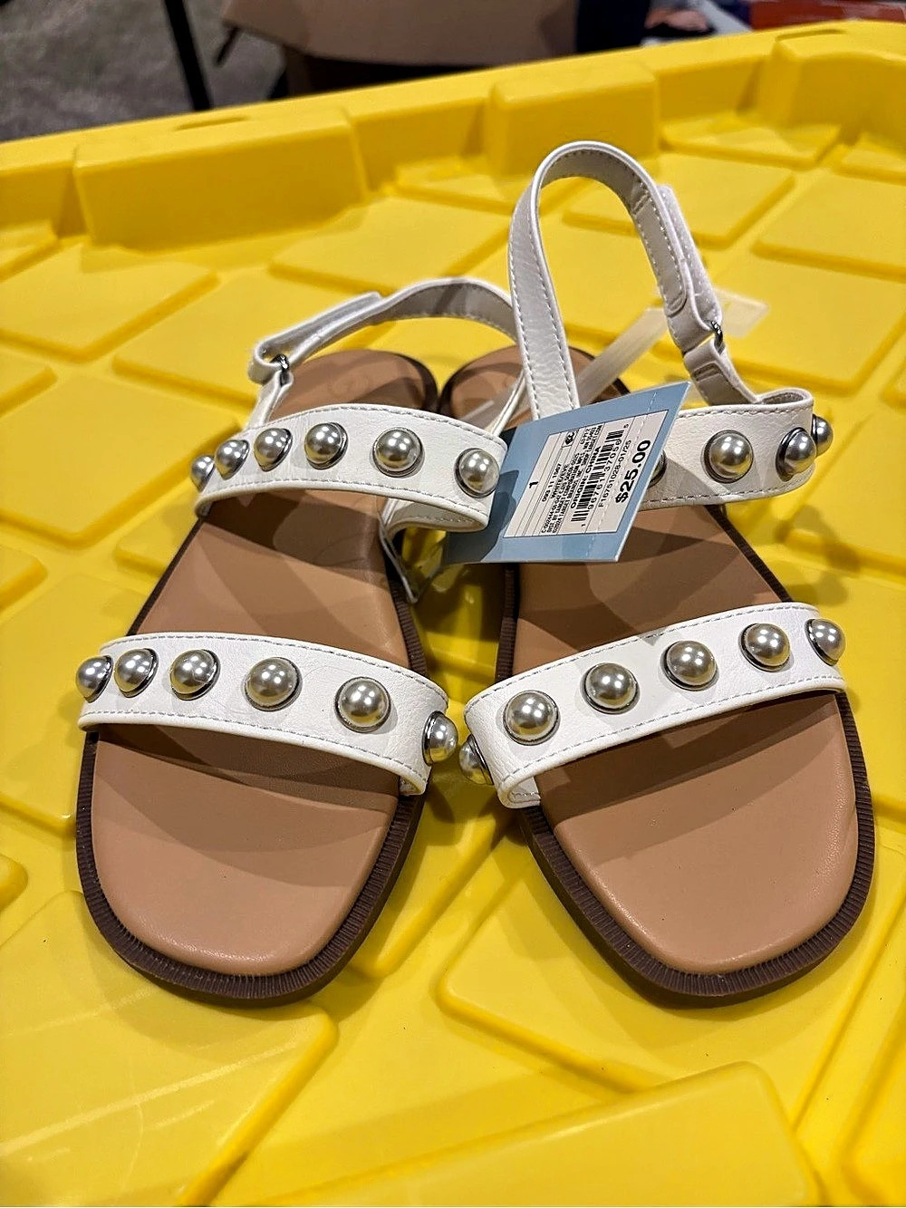 Cat & Jack Girls White Pearl Studded Slingback Sandals